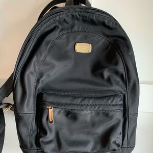 Michael Kors Jet Set Large Nylon Black Backpack with Leather Straps